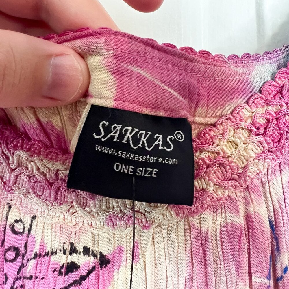 Sakkas Amalia Picot Trim Scoop Neck Tank with Sequins and Embroidery - Fuchsia - Picture 7 of 8